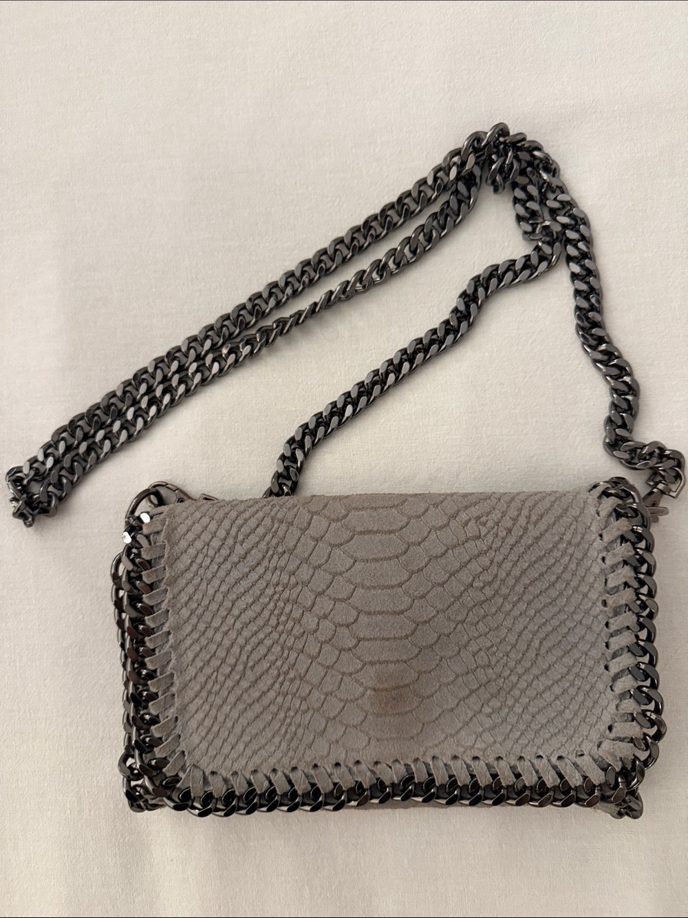 Borselli Pelle Women's Light Blue/Grey Chain Crossbody Bag